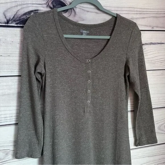 Aerie Green Soft Cozy Scoop Neck Henley Mini Dress - Picture 2 of 8